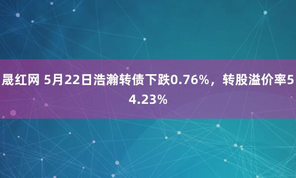 晟红网 5月22日浩瀚转债下跌0.76%，转股溢价率54.23%