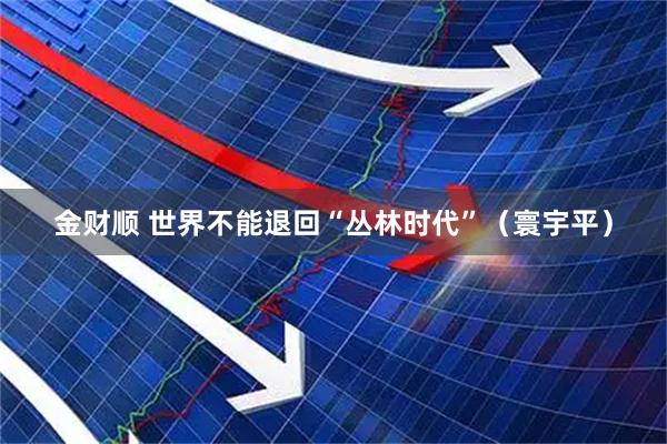 金财顺 世界不能退回“丛林时代”（寰宇平）